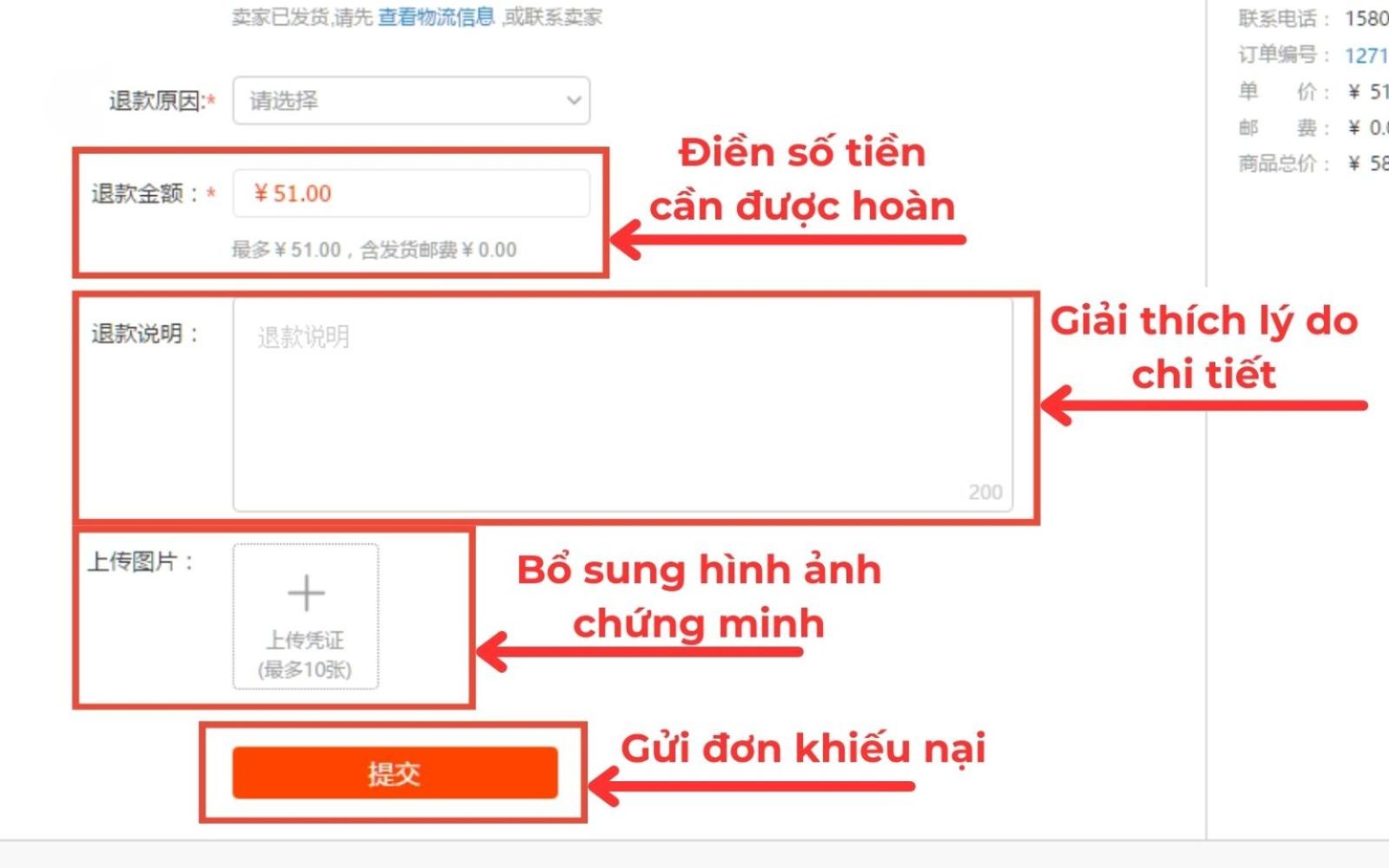Kiểm tra thông tin và nhấn gửi đề hoàn tất khiếu nại