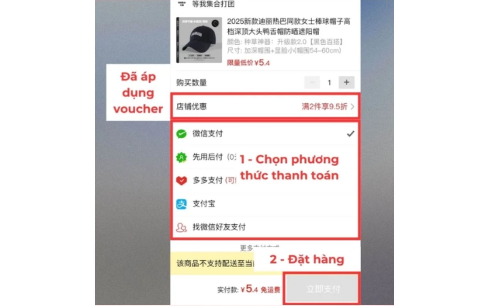 Kiểm tra mã giảm giá và nhấn thanh toán để hoàn tất