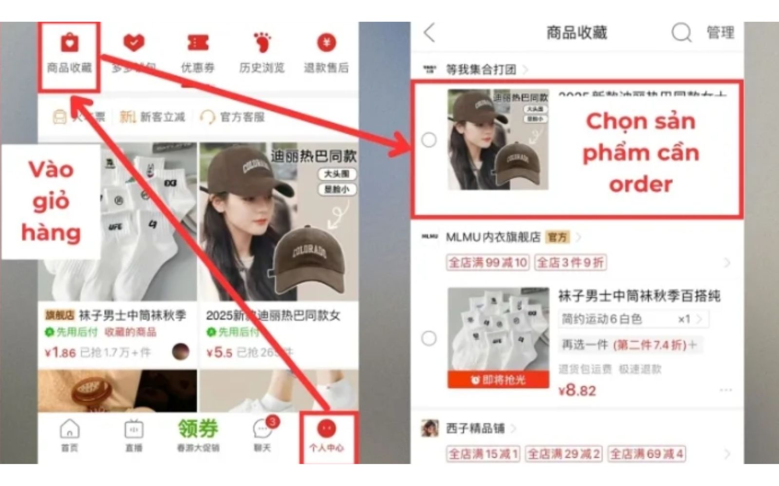 Nhấn chọn những sản phẩm cần mua