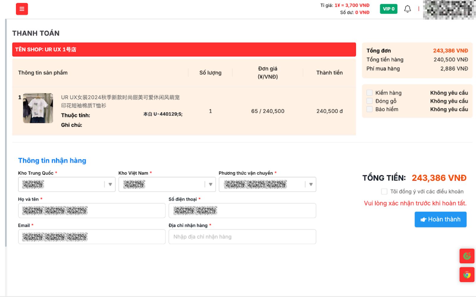 Hoàn tất quy trình đặt hàng Taobao tại Rạch Giá