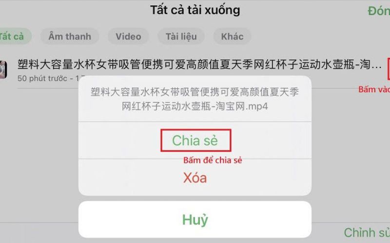Chọn “Chia sẻ” và nhấn “Lưu video” để lưu về máy
