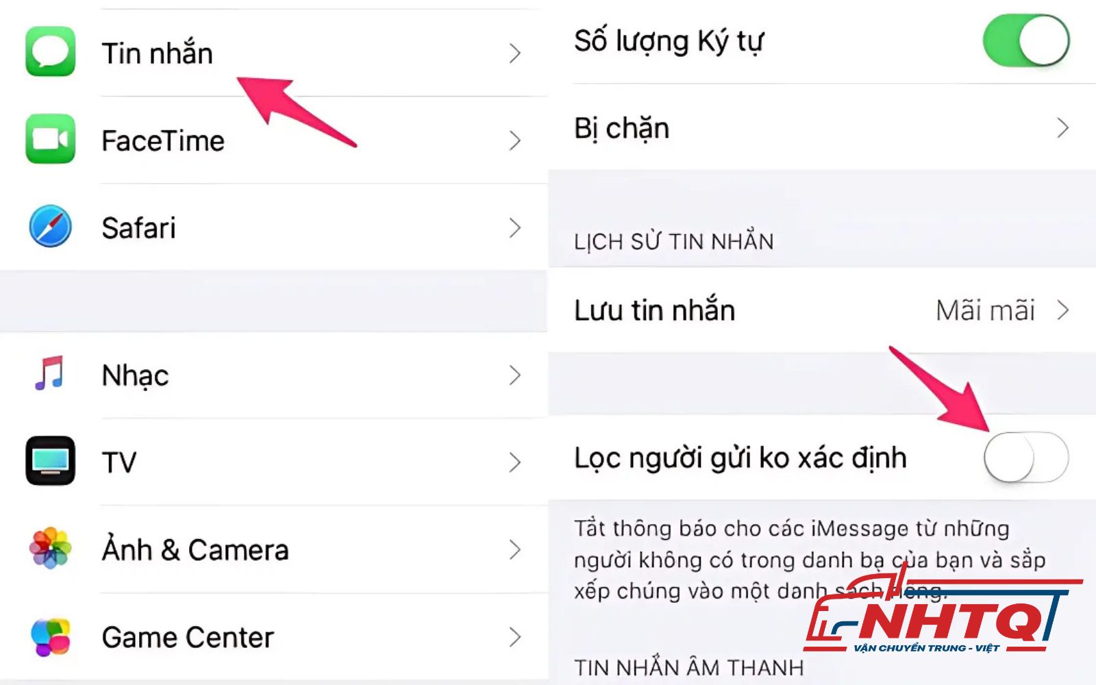 Điện thoại bật tính năng chặn tin nhắn từ số lạ
