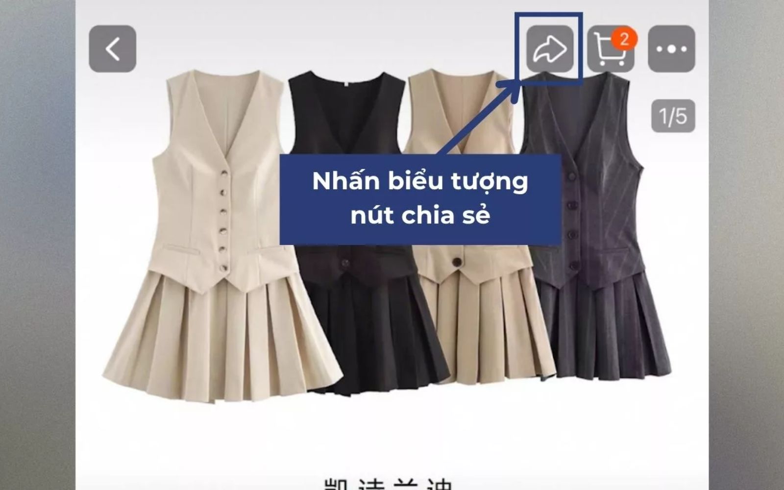 Bấm chọn nút chia sẻ phía trên sản phẩm