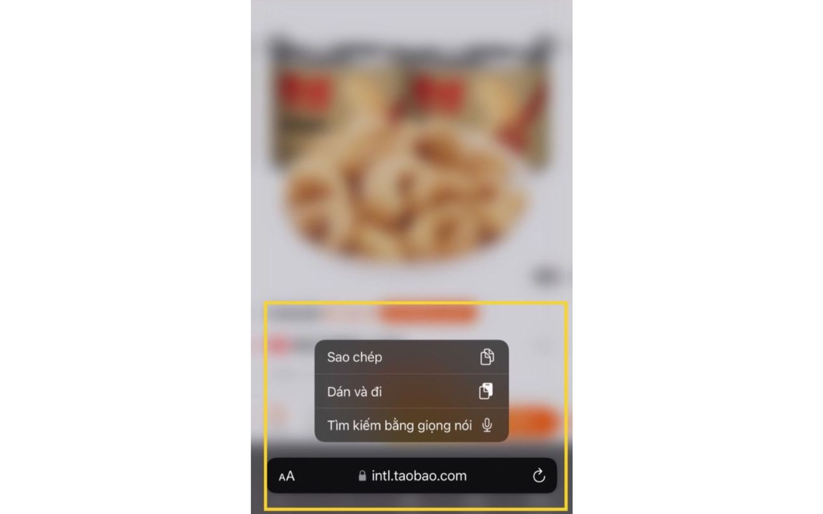 Chọn lệnh sao chép URL
