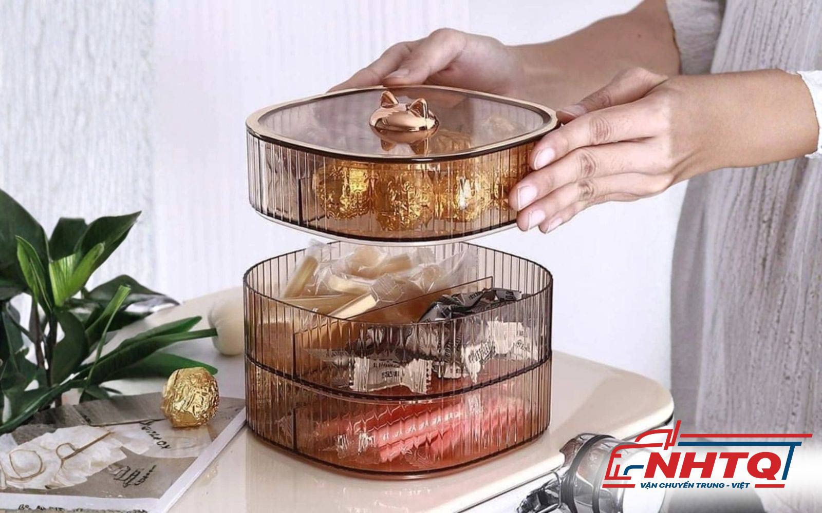 Khay đựng bánh mứt Tết Trung Quốc 3 tầng