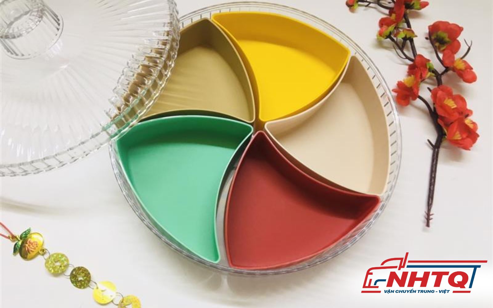 Khay đựng bánh mứt Trung Quốc màu ngũ sắc