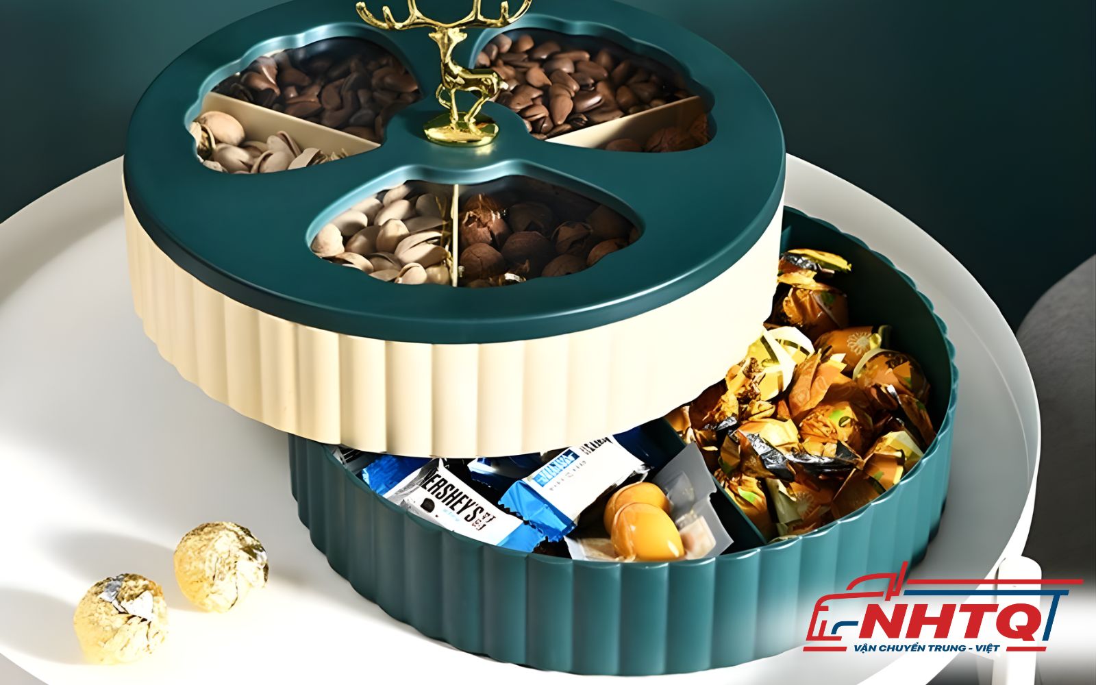 Mẫu khay mứt Tết Trung Quốc 2 tầng