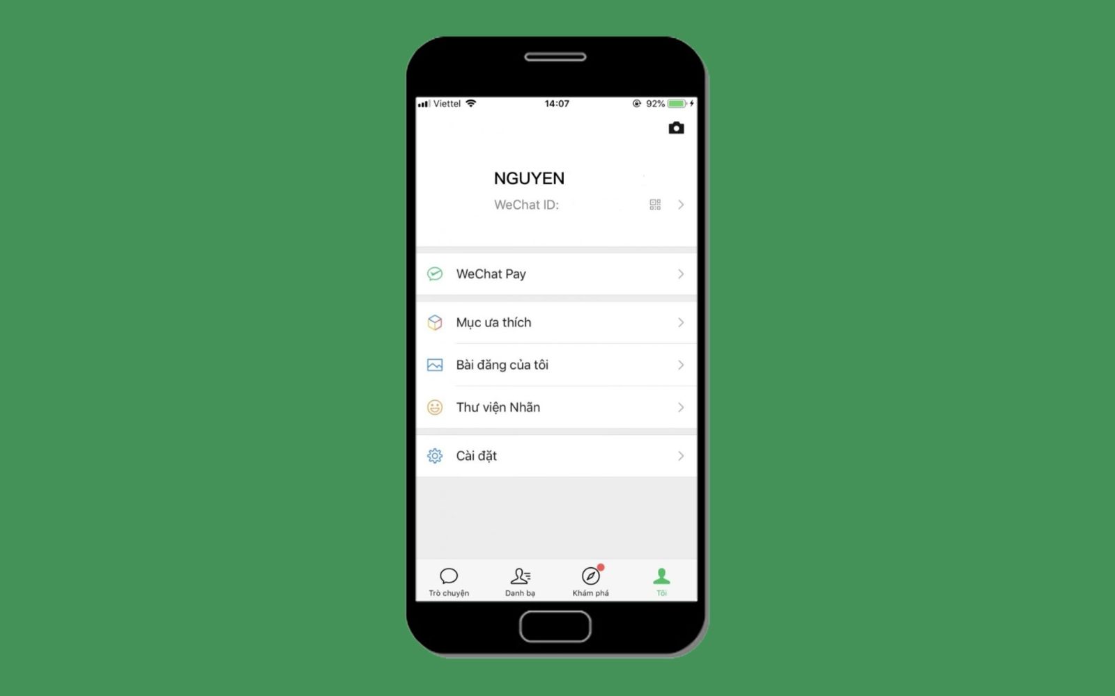 Truy cập vào mục Tôi