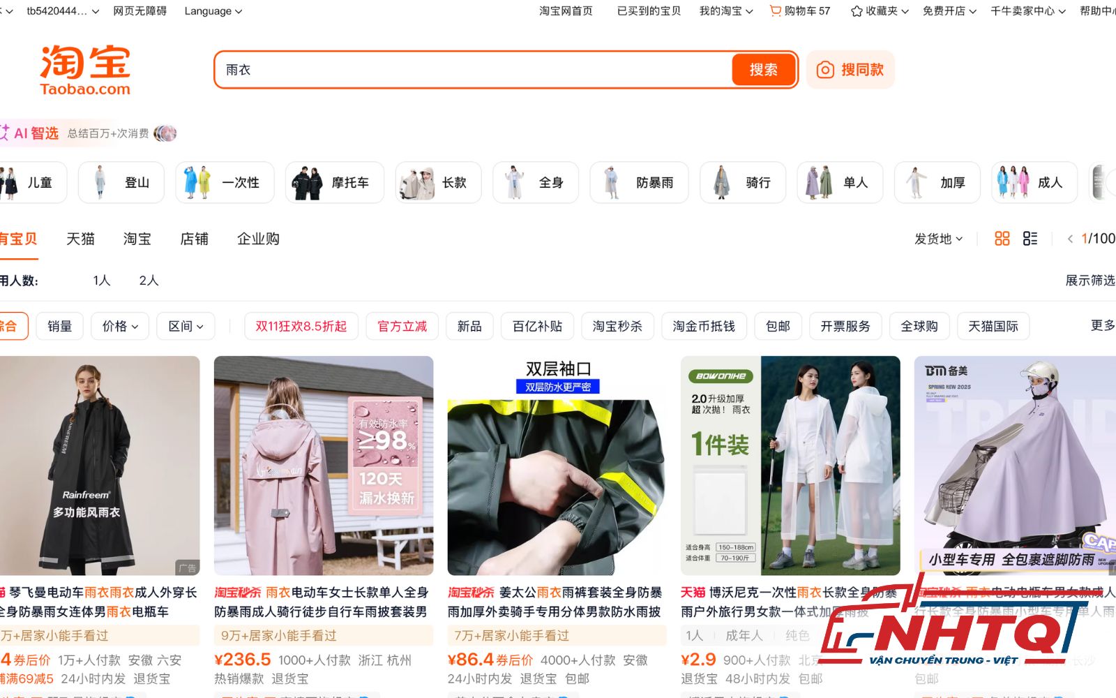 Mua áo mưa nội địa Trung trên các sàn TMĐT