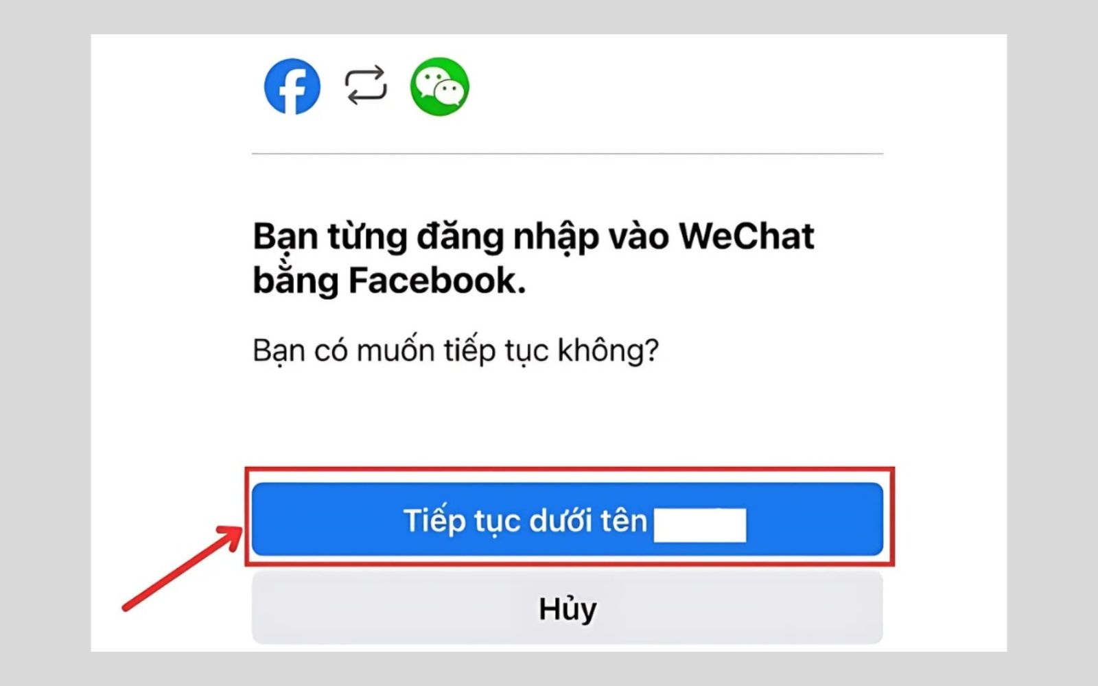 Sử dụng tài khoản Facebook để mở khóa Wechat