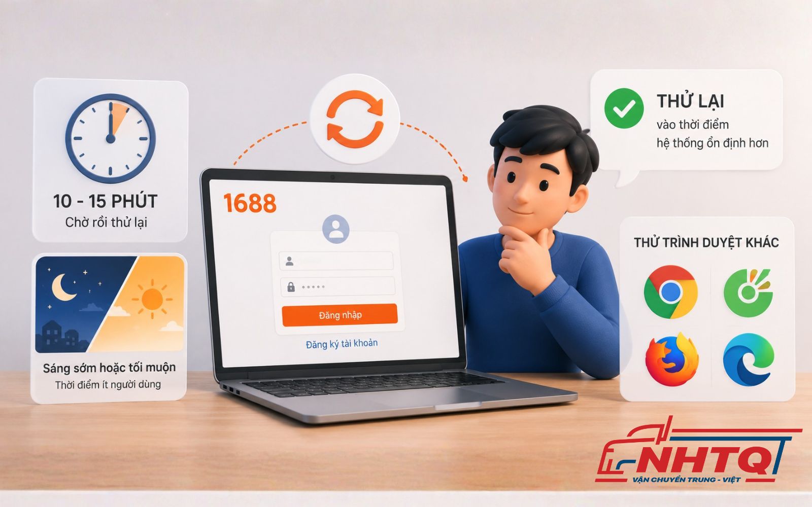 Bước 3: Thử đăng ký/đăng nhập lại trên 1688