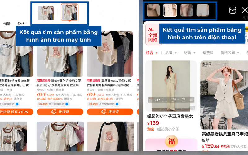 Kết quả tìm kiếm sản phẩm bằng hình ảnh