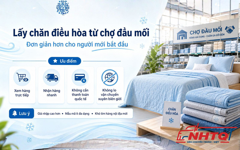 Nhập chăn điều hòa Trung Quốc tại chợ đầu mối trong nước