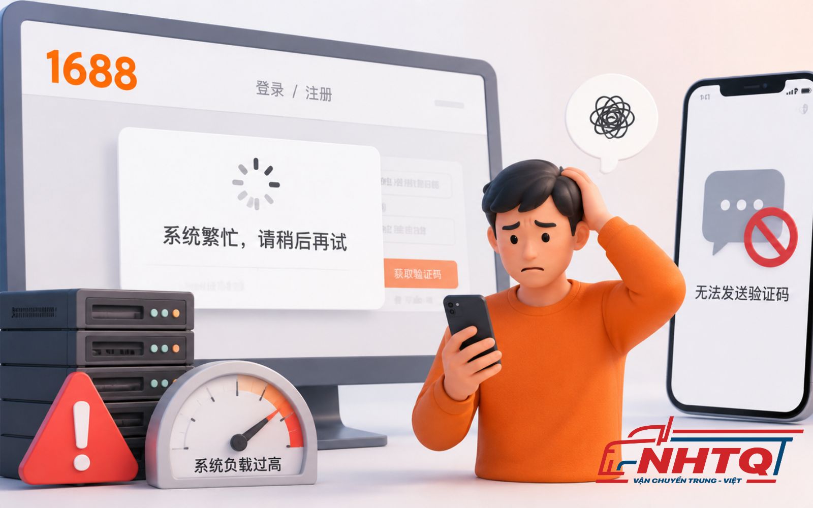 Lỗi từ hệ thống trang 1688 (server, chặn SMS quốc tế)